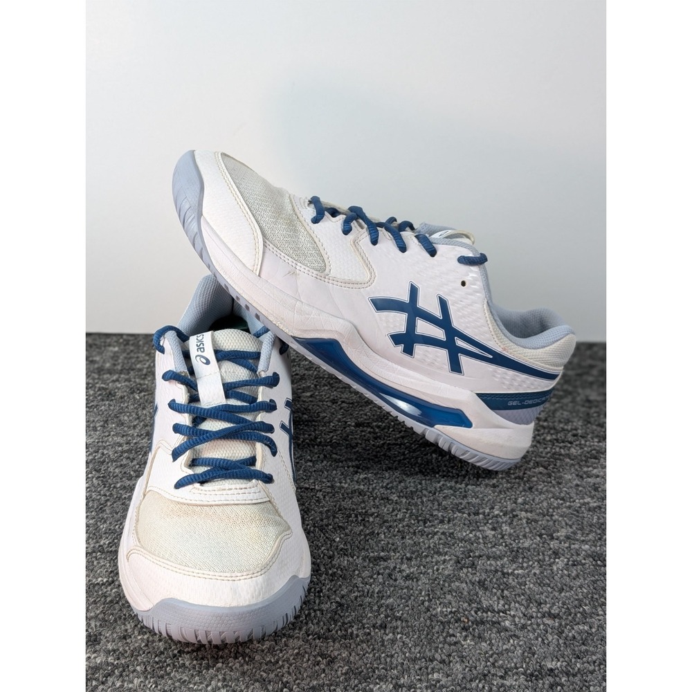 Asics Gel-Dedicate 8 Mens Size 8 Athletic Tennis Shoes White Mako Blue 1041A408